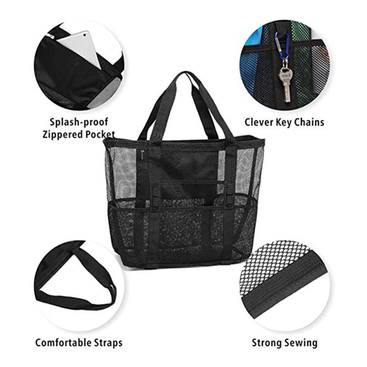 Customized Beach Bag Large Capacity Mesh Multi-Function Beach Bag Travel One-Shoulder Swimsuit Portable Multi-Pocket Storage Bag - Image 5